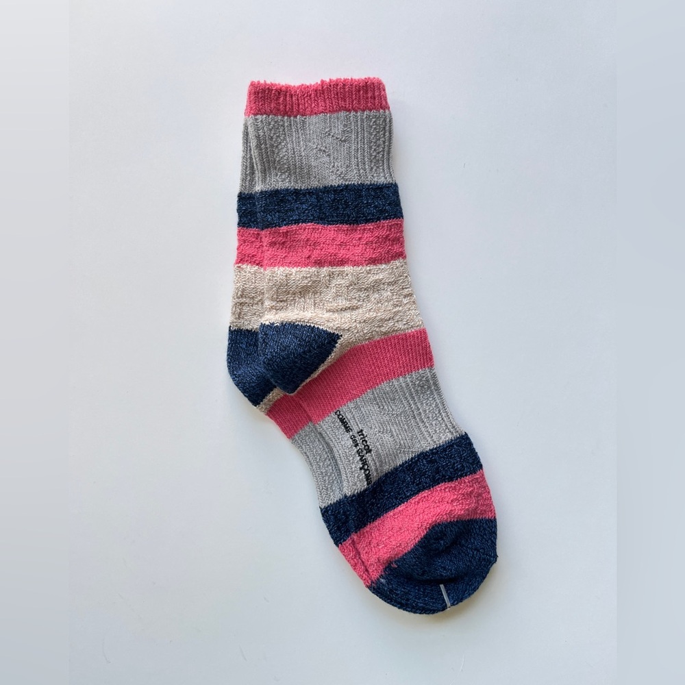 Comme des Garcons Pink and Blue Striped Socks
